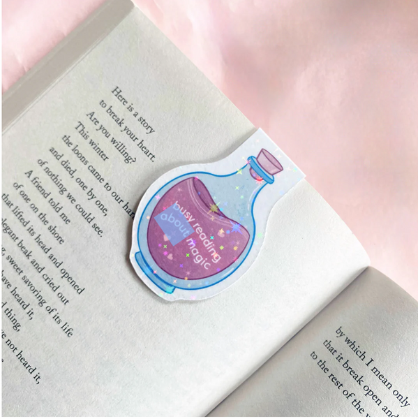 Busy Reading about Magic Magnetic Bookmark