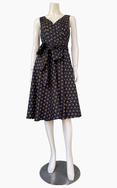 "Julie" Fit & Flare Dress in Bee Print