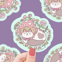 Mushroom Cap Kitty  Vinyl Sticker