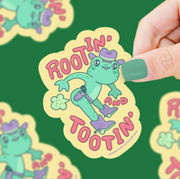 Rootin and Tootin Frog Vinyl Sticker