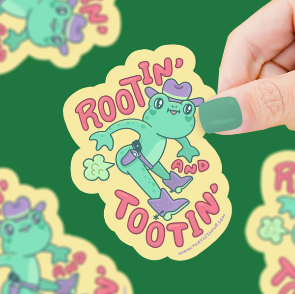 Rootin and Tootin Frog Vinyl Sticker