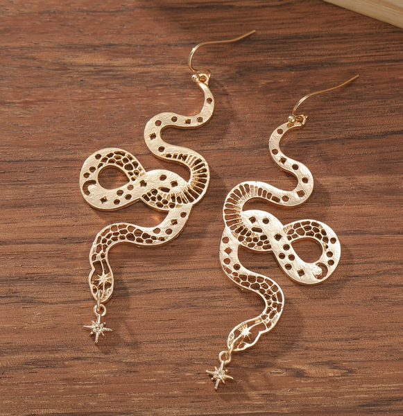 Snake Charm Earrings with Star Detail