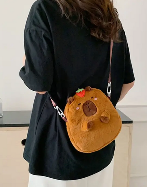Plush Capybara Crossbody Purse