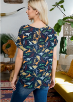 Dino Print Loose Fitting Top