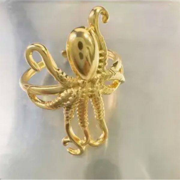 Adjustable Golden Octopus Ring