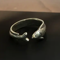 Wrapped Adjustable Silvery Fish Ring