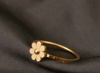 Simple Golden Daisy Stainless Steel Ring