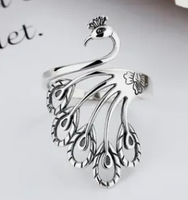 Silvery Peacock Ring