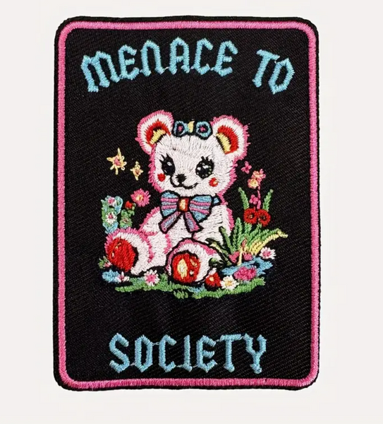 Menace to Society Bear Iron On Patch