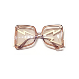 Oversized Square Sunglasses with Lightening Bolt Arms