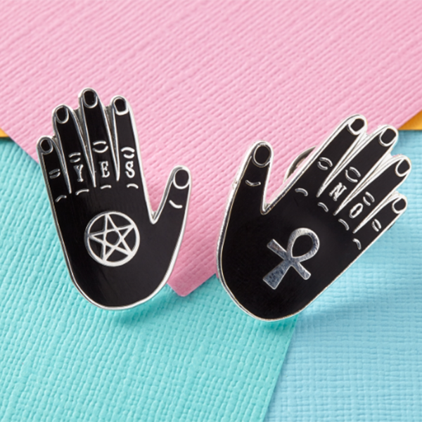 Yes & No Hands Enamel Pin Set