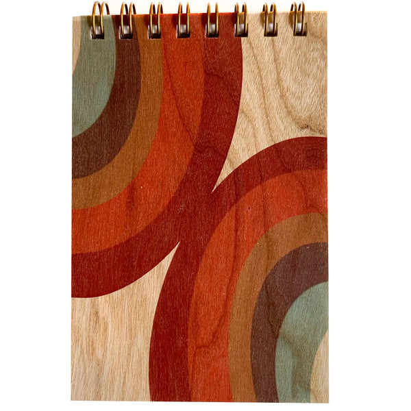 Small Retro 70's Rainbow inspired Wooden Flip Notebook