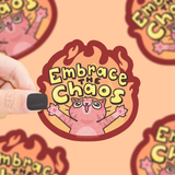 Funny Embrace the Chaos  Vinyl Sticker