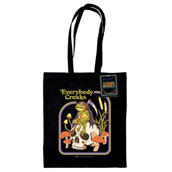 STEVEN RHODES (EVERYBODY CROAKS) BLACK TOTE BAG