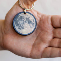 Full Moon Full Color Wooden Keychain