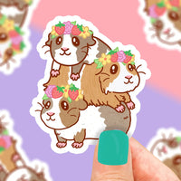Flower Crown Guinea Pig Vinyl Stickers