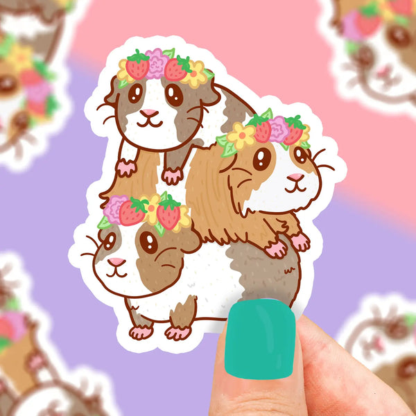 Flower Crown Guinea Pig Vinyl Stickers