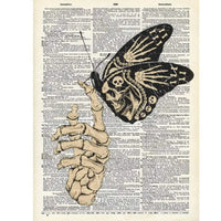 Skeleton Hand & Moth Dictionary Print