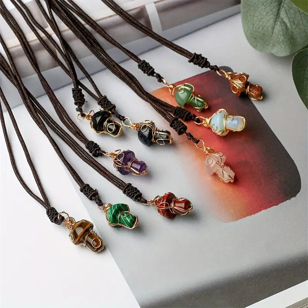 Wire Wrapped Mushroom Necklaces