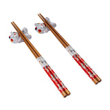 Lucky Cat Neko 2 Pair Chopsticks and Rests Git Set