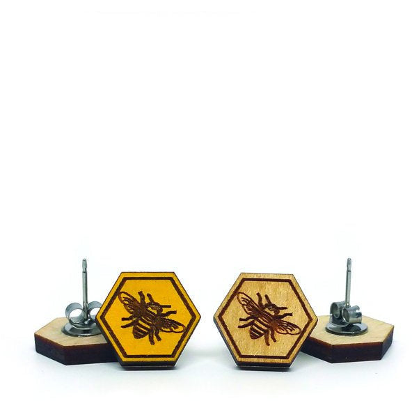 Wooden Bee Studs