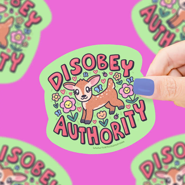 Disobey Authority Deer Vinyl Sticker