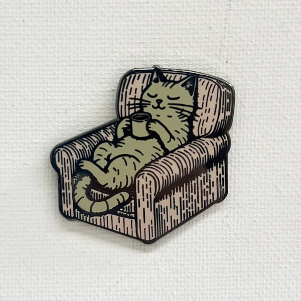 Cozy Coffee Cat Enamel Pin