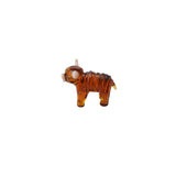 Artisan Glass Hand Blown Highland Cow Ornament in Gift Box