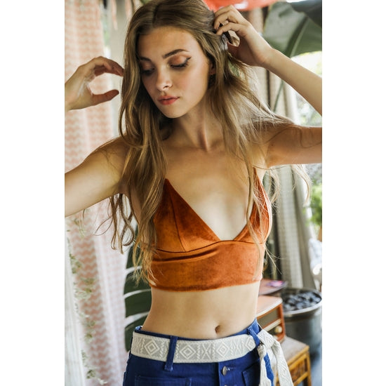 Velvet Longline Bralette- Assorted Colours