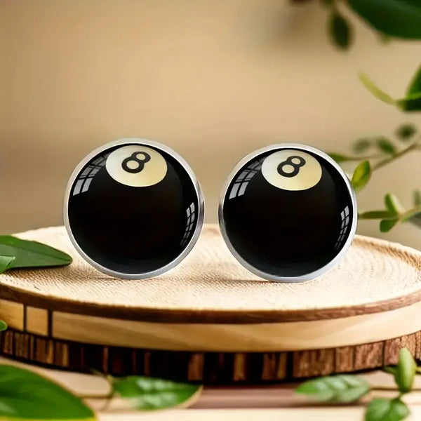 Stainless Steel 8 Ball Stud Earrings