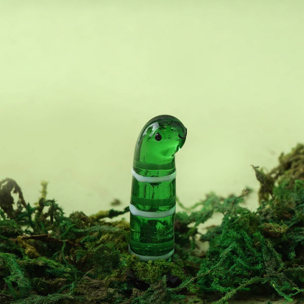 Artisan Green Glass Worm In Gift Box