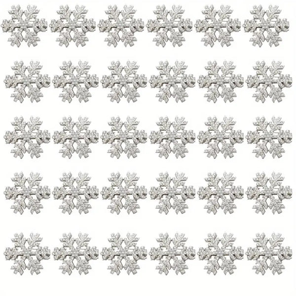 Glitter Silvery Snowflake Hairclips