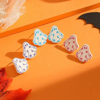 Acrylic Floral Sheet Ghost Stud Earrings