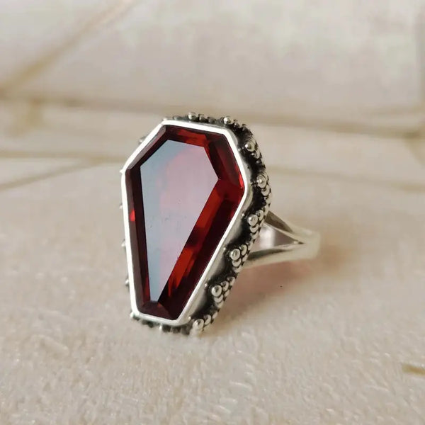 Gothic Gemstone Coffin Ring