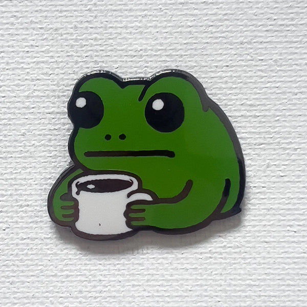 Coffee and Frog Enamel Pin