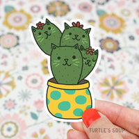 Prickly Paw Cactus Cat Vinyl Sticker
