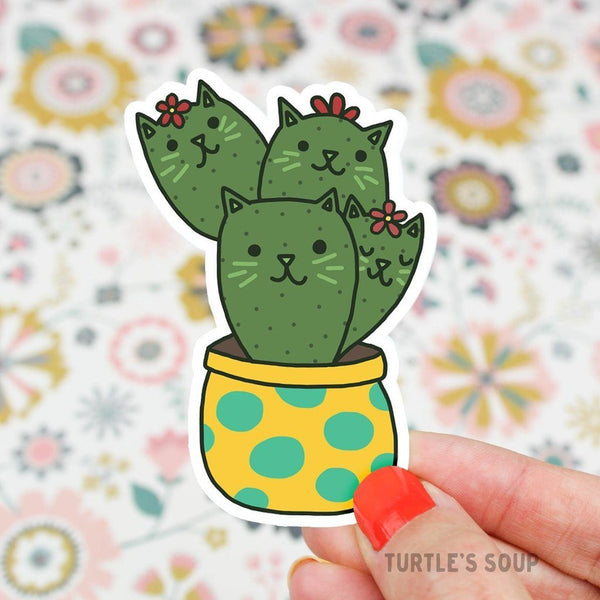 Prickly Paw Cactus Cat Vinyl Sticker