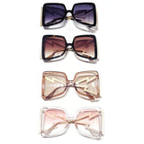 Oversized Square Sunglasses with Lightening Bolt Arms