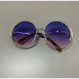 Oversize Double Wired Round Sunglasses -  Ombre Lenses