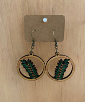Wooden Circular Fern Dangly Earring
