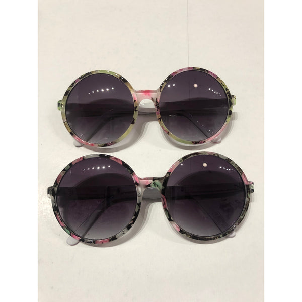 Oversized Round Floral Sunglasses