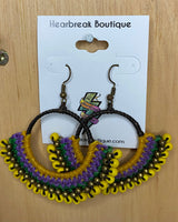 Colourful Woven & Beaded Detail Earrings
