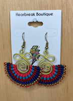 Colourful Woven & Beaded Detail Earrings