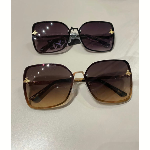 Little Bee Detail Oversized "Beatrice" Sunglasses