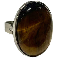 Natural Stone Resizable Ring - Silver Finish