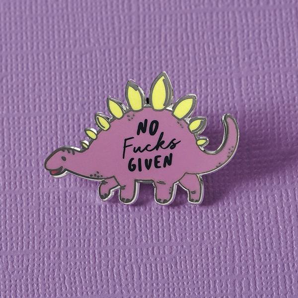 No Fucks Given Dino Enamel Pin