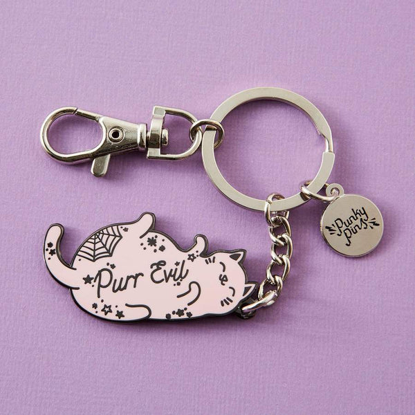 Purr Evil Enamel Keyring