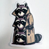 3 Raccoons In A Trenchcoat Vinyl Sticker