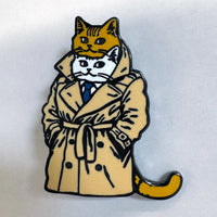 Business Cats In a Trench Coat Enamel Pin