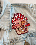 Mushroom and Daisy Cluster Embroidered Patch